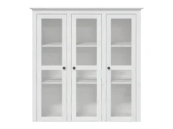 Armario con puertas de vidrio BODO madera maciza pino blanco