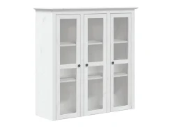 Armario con puertas de vidrio BODO madera maciza pino blanco