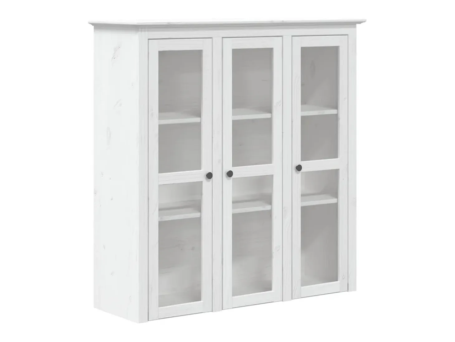 Armario con puertas de vidrio BODO madera maciza pino blanco