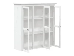 Armario con puertas de vidrio BODO madera maciza pino blanco