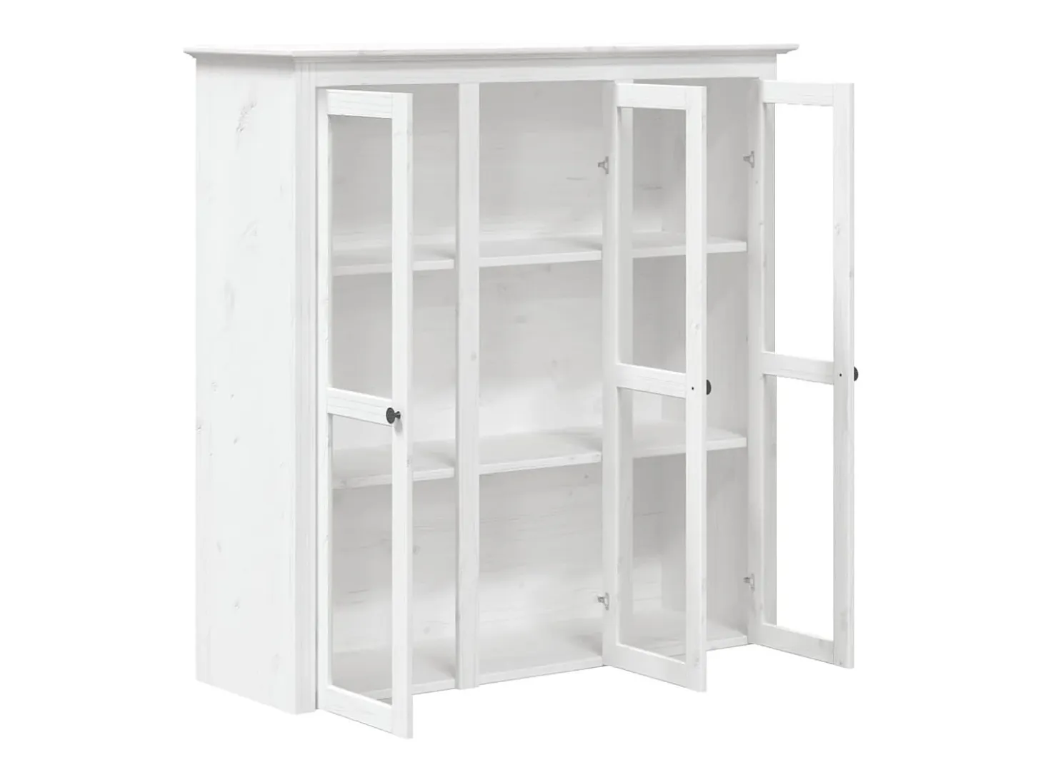 Armario con puertas de vidrio BODO madera maciza pino blanco