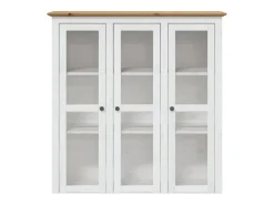 Armario con puertas de vidrio BODO madera de pino blanco marrón