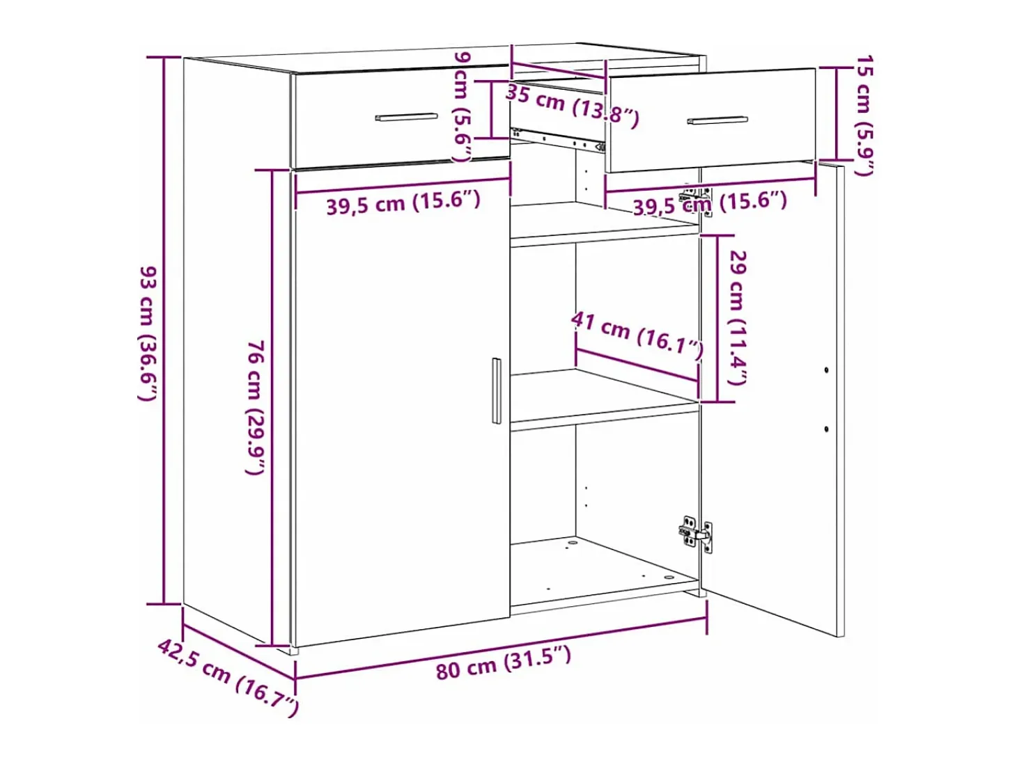 Armario de almacenamiento de roble negro 80x42,5x93,5 cm Madera de ingeniería