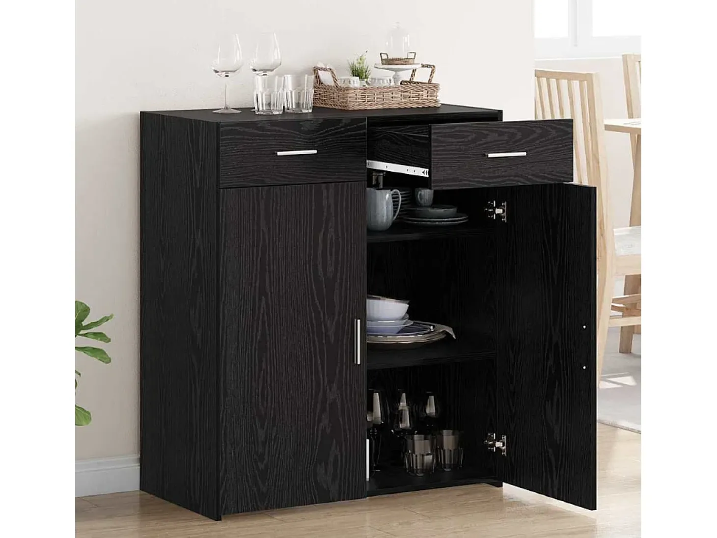 Armario de almacenamiento de roble negro 80x42,5x93,5 cm Madera de ingeniería