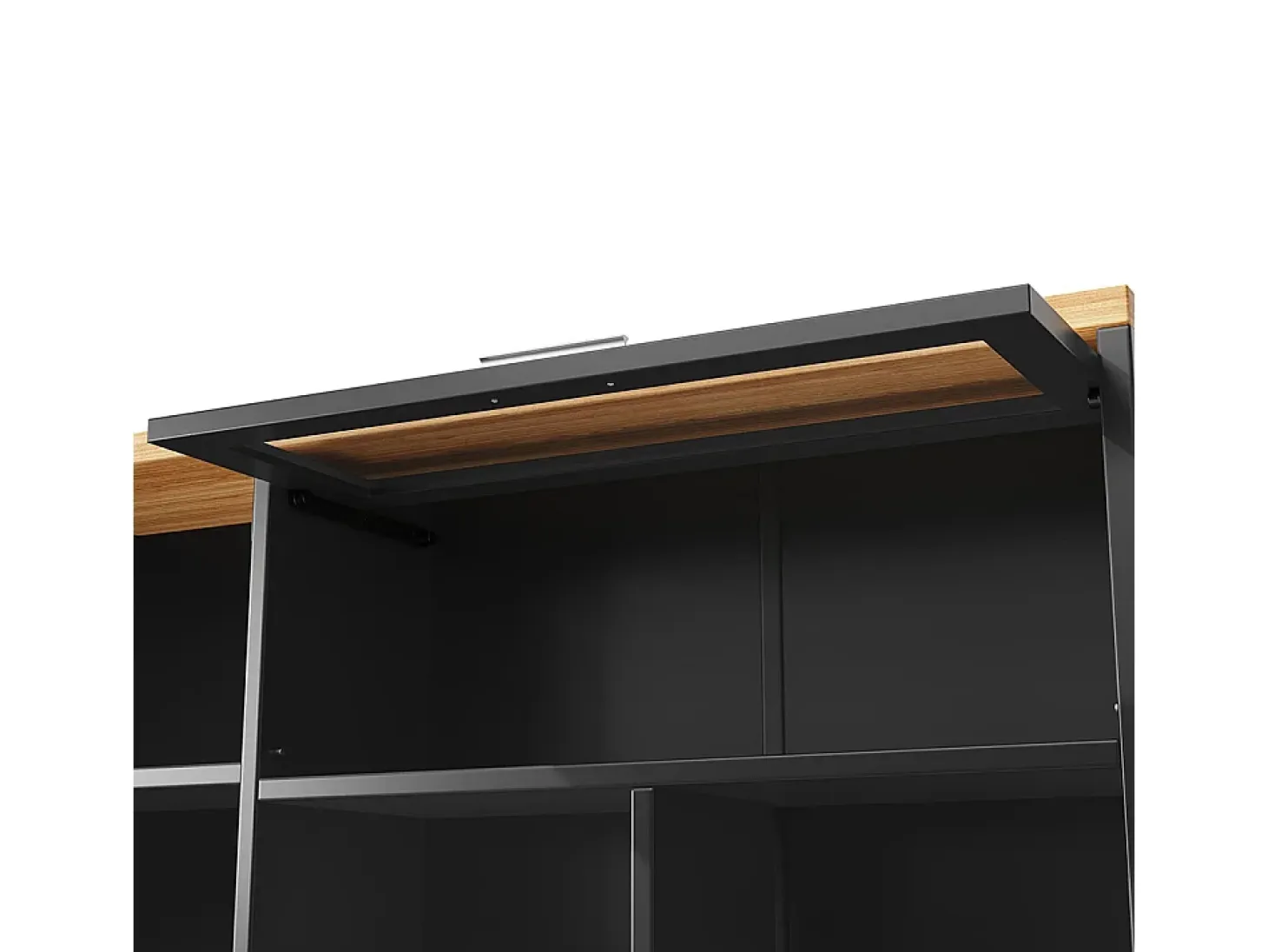 Armario de cocina, mueble alto/expositor con iluminación LED, 104x40x180 cm, negro