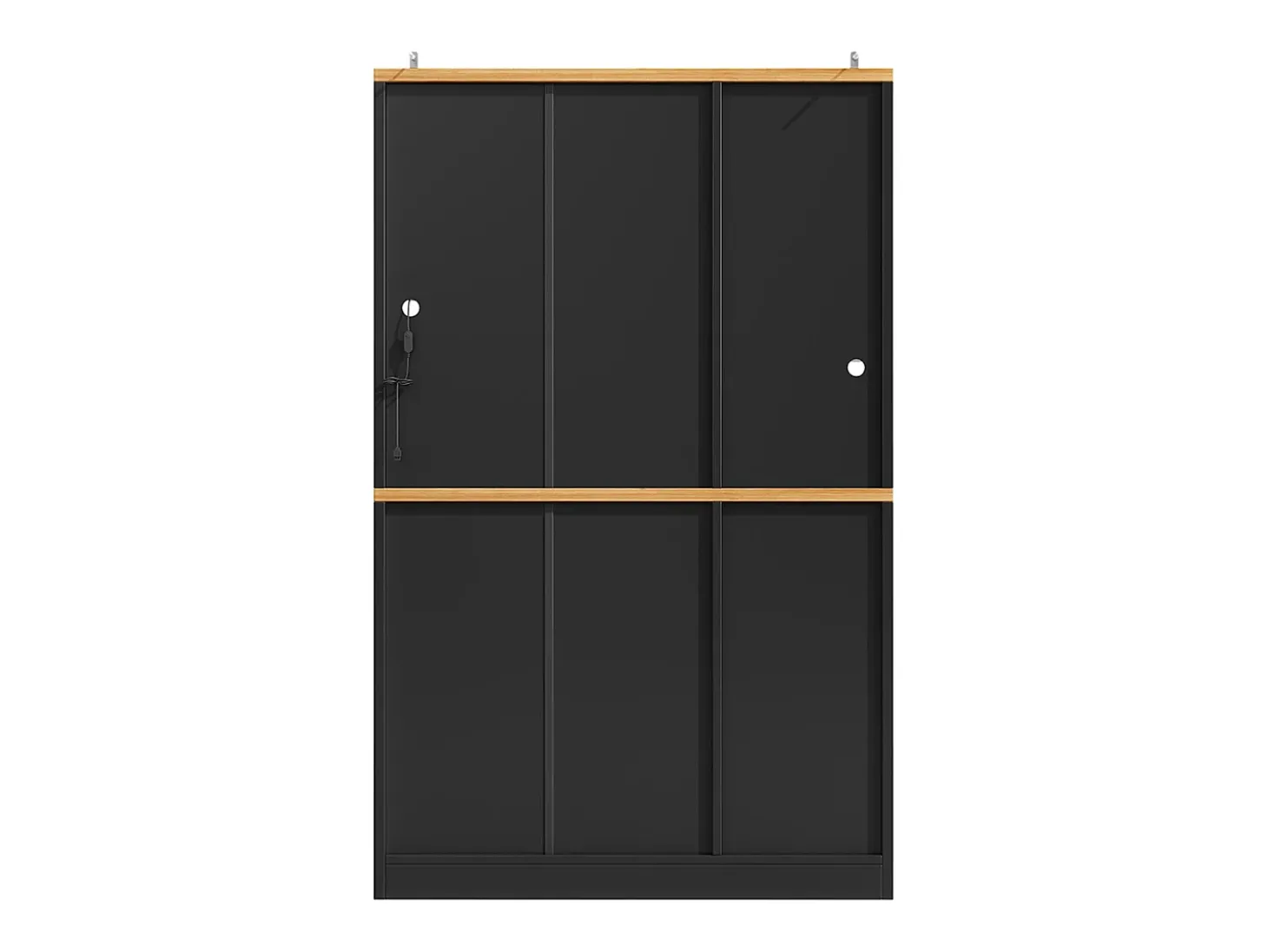 Armario de cocina, mueble alto/expositor con iluminación LED, 104x40x180 cm, negro