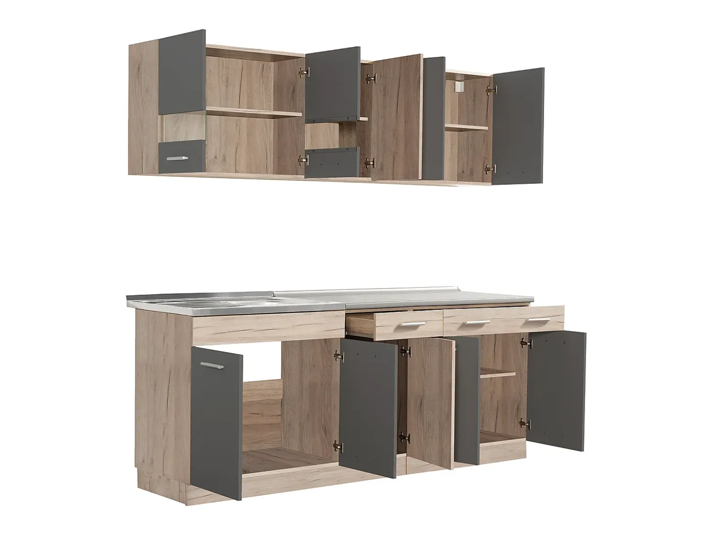 Armario de cocina 200x84x60 cm Gris