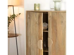 Armario de madera de mango Ewan con puertas de efecto de varillas finas y asa redonda central