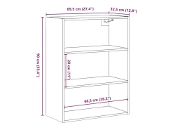 Armario de pared colgante de roble hecho a mano 69,5x32,5x90 cm