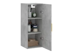 Armario de pared gris hormigón 34,5x34x90 cm