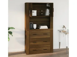Armario de pared madera contrachapada marrón roble 80x33x80 cm