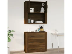 Armario de pared madera contrachapada marrón roble 80x33x80 cm
