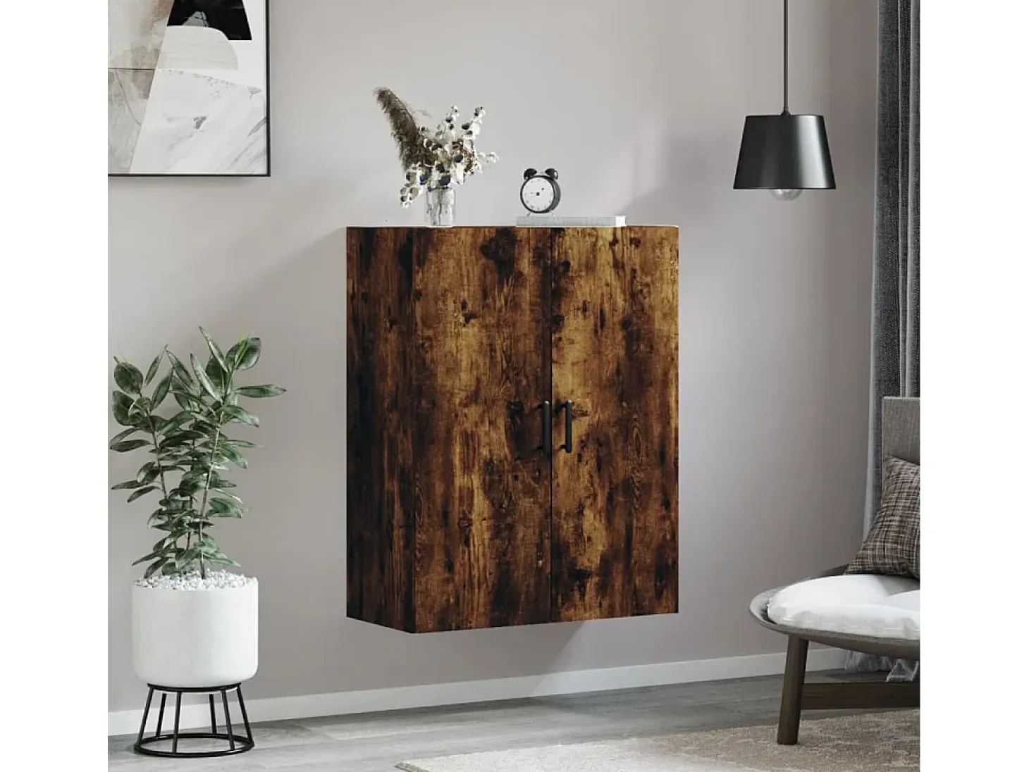 Armario de pared roble ahumado 69,5x34x90 cm