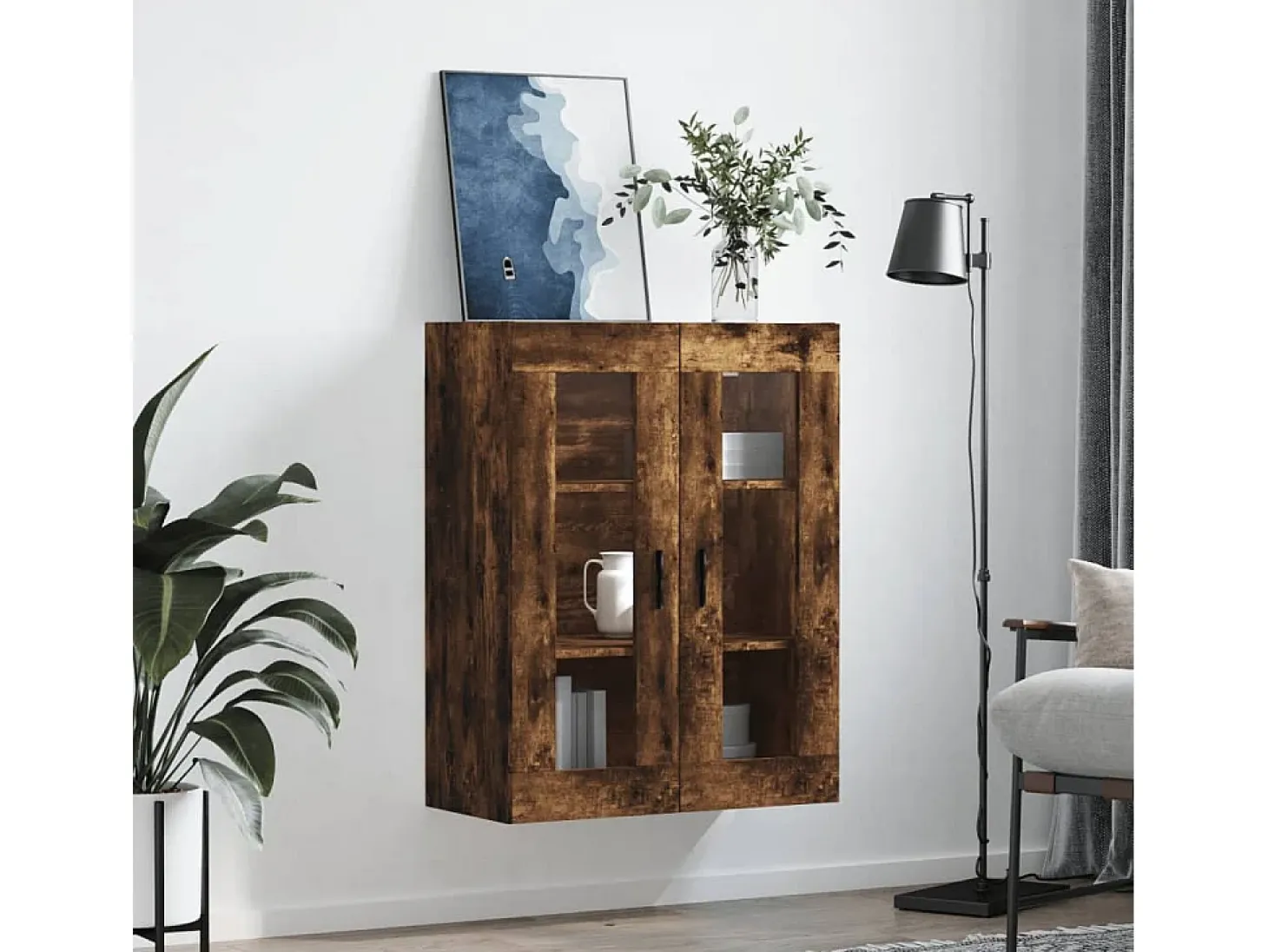 Armario de pared roble ahumado 69,5x34x90 cm