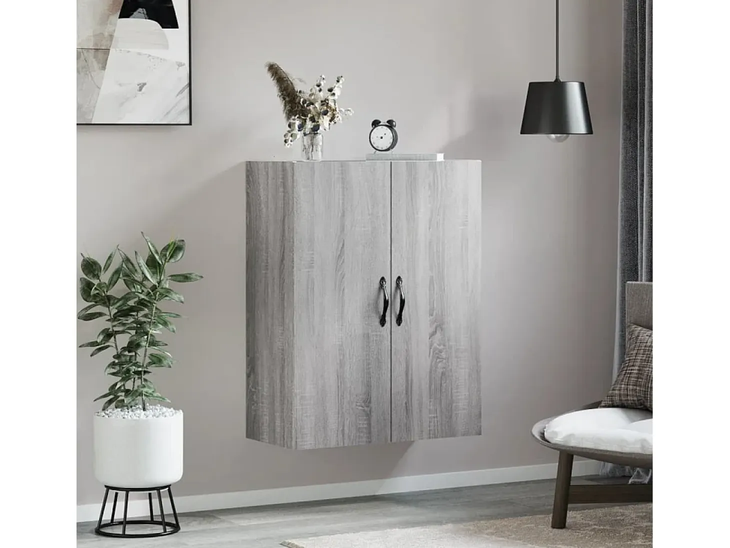 Armario de pared Sonoma gris 69,5x34x90 cm madera de ingeniería