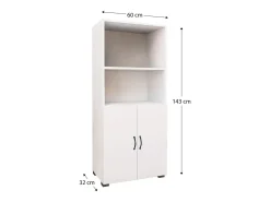 Armario Multiusos CATTERHOUSE Atenas 143 de 60x32x143 cm con 2 Baldas, 2 Puertas Inferiores y de Color Blanco