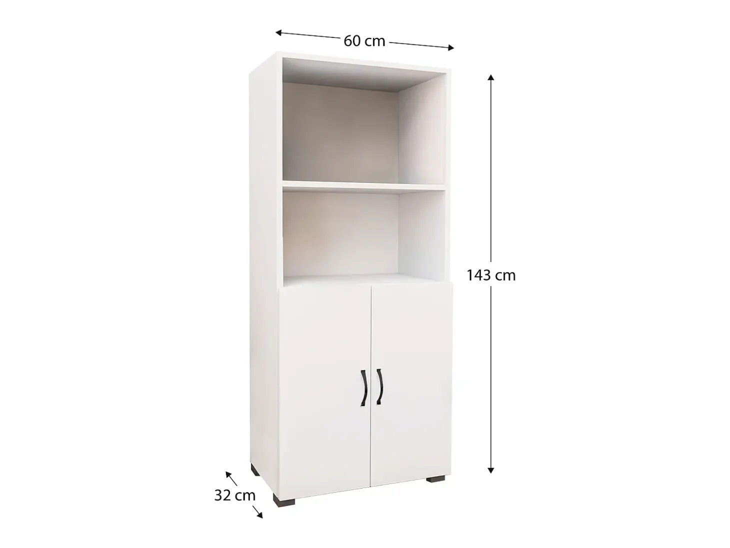 Armario Multiusos CATTERHOUSE Atenas 143 de 60x32x143 cm con 2 Baldas, 2 Puertas Inferiores y de Color Blanco