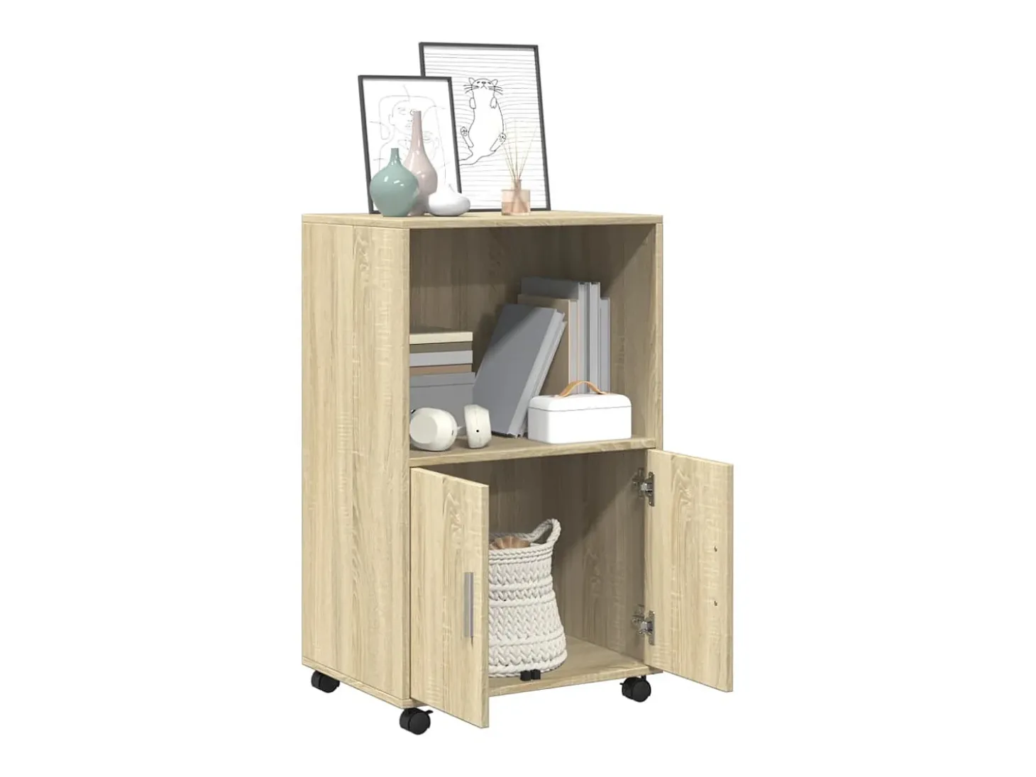 Armario rodante de roble Sonoma 55x40x91 cm madera de ingeniería