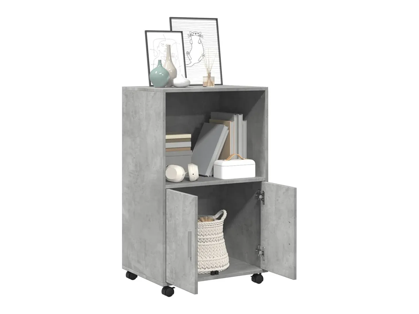 Armario rodante gris hormigón 55x40x91 cm madera de ingeniería