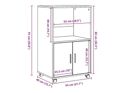 Armario rodante gris hormigón 55x40x91 cm madera de ingeniería