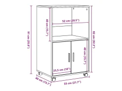 Armario rodante Sonoma gris 55x40x91 cm madera de ingeniería