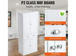 Armario SucceBuy de Despensa de Cocina 183cm, 4 Puertas, 3 Estantes Ajustables, Almacenamiento, Diseñado para Familias Grandes y Restaurantes