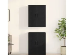 Armarios de 2 piezas de roble negro 69,5x34x180 cm fabricados en madera compuesta