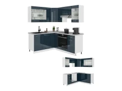 Armarios de cocina azul oscuro alto brillo/blanco 190x46x81.6 fame-line