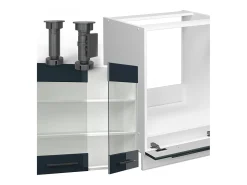Armarios de cocina azul oscuro alto brillo/blanco 190x46x81.6 fame-line