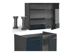 Armarios de cocina azul oscuro alto brillo/antracita 200x60x81.6 fame-line
