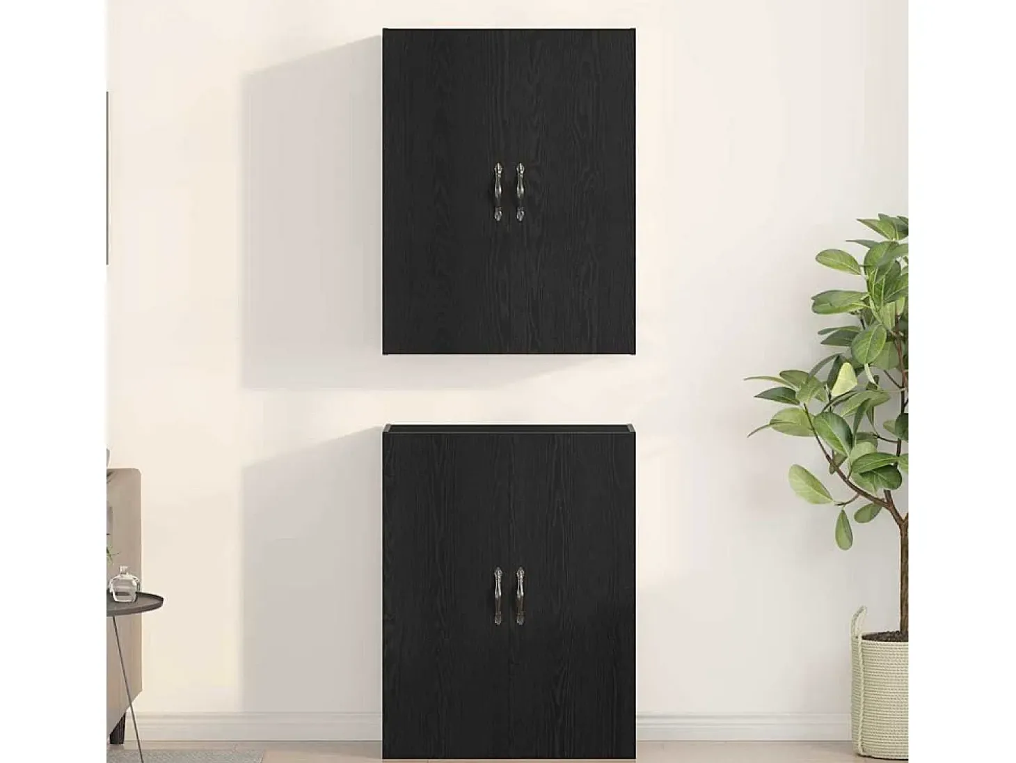 Armarios de madera de roble negro de 2 piezas 69,5x34x180 cm