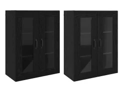 Armarios de pared 2 piezas Roble Negro 69,5 x 34 x 90 cm