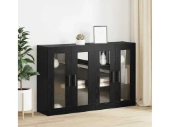 Armarios de pared 2 piezas Roble Negro 69,5 x 34 x 90 cm