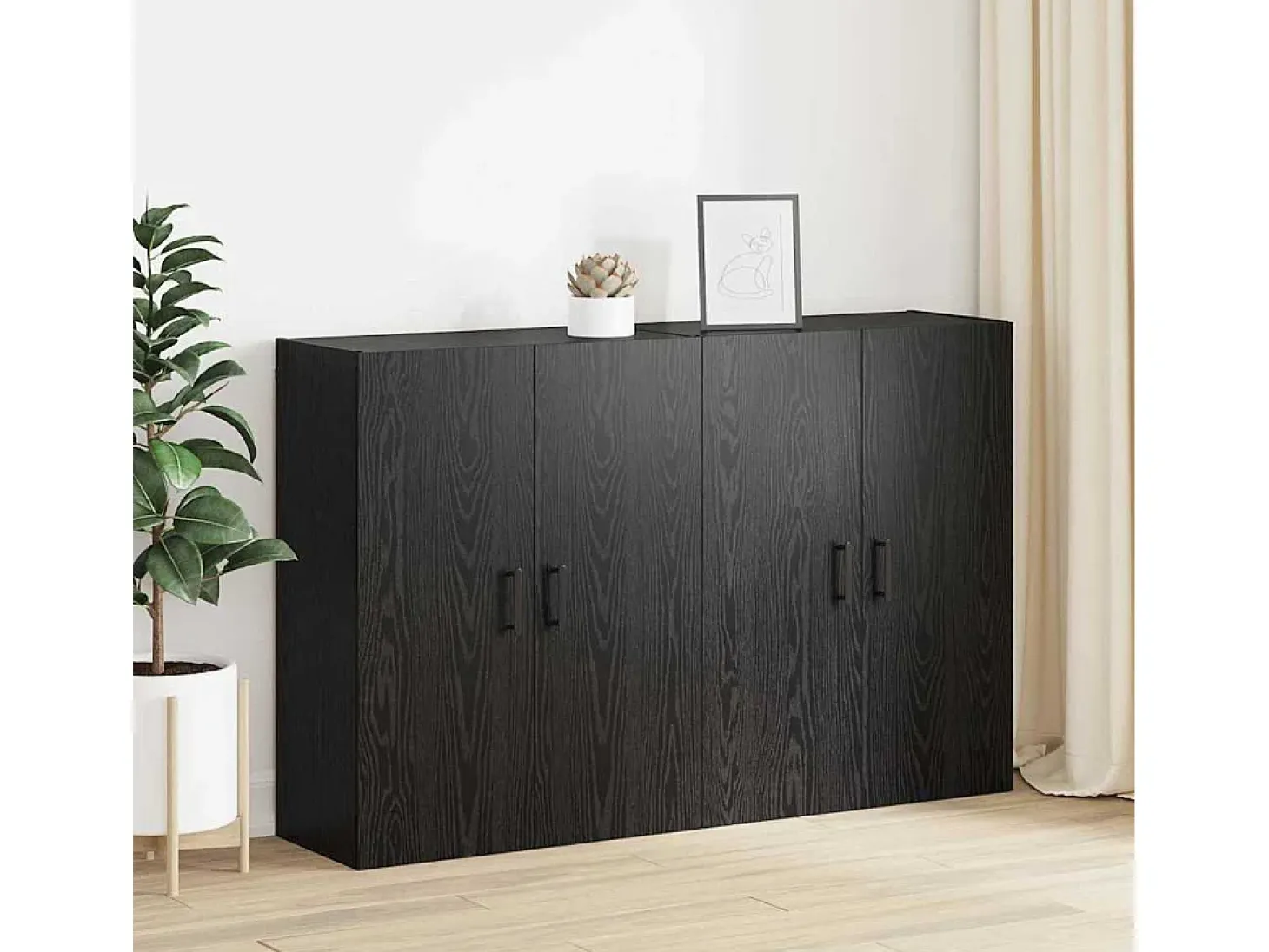 Armarios de pared 2 piezas Roble Negro 69,5 x 34 x 90 cm