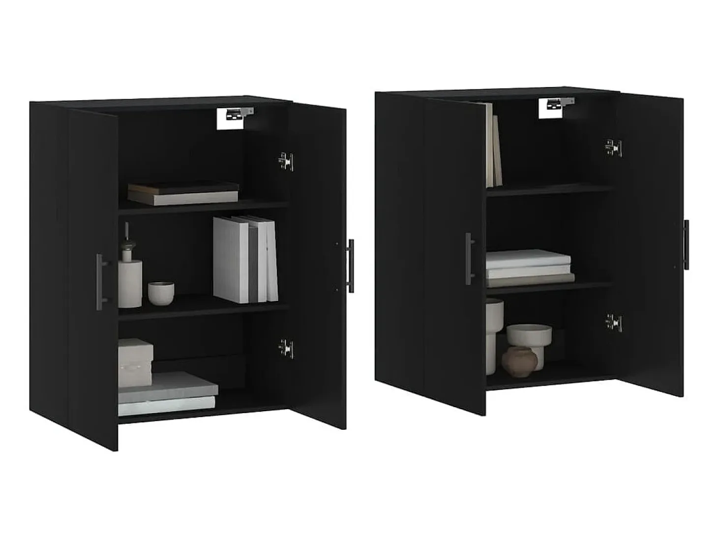 Armarios de pared 2 piezas negro 69,5x34x90 cm