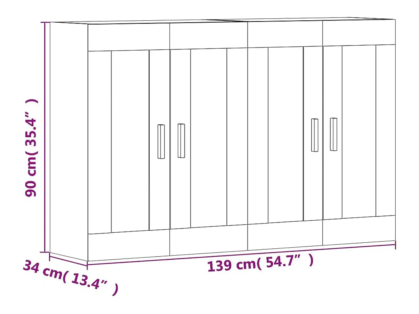 Armarios de pared 2 uds madera de ingeniería roble Sonoma