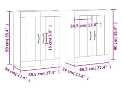 Armarios de pared 2 uds madera de ingeniería gris hormigón