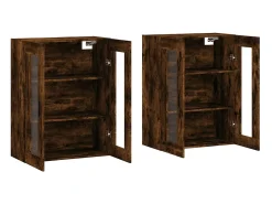 Armarios de pared 2 uds madera de ingeniería roble ahumado