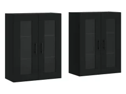 Armarios de pared 2 unidades madera de ingeniería negro