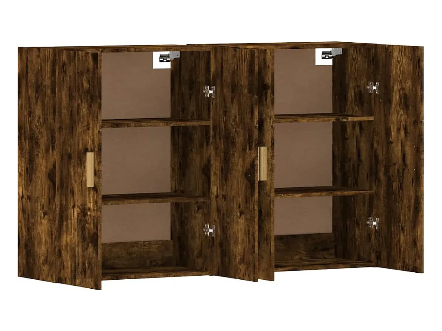 Armarios de pared de 2 piezas, roble ahumado, madera de ingeniería