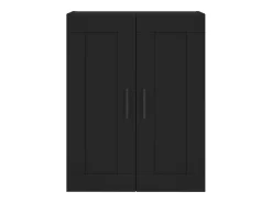 Armarios de pared de 2 piezas, color negro, madera de ingeniería