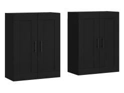 Armarios de pared de 2 piezas, color negro, madera de ingeniería