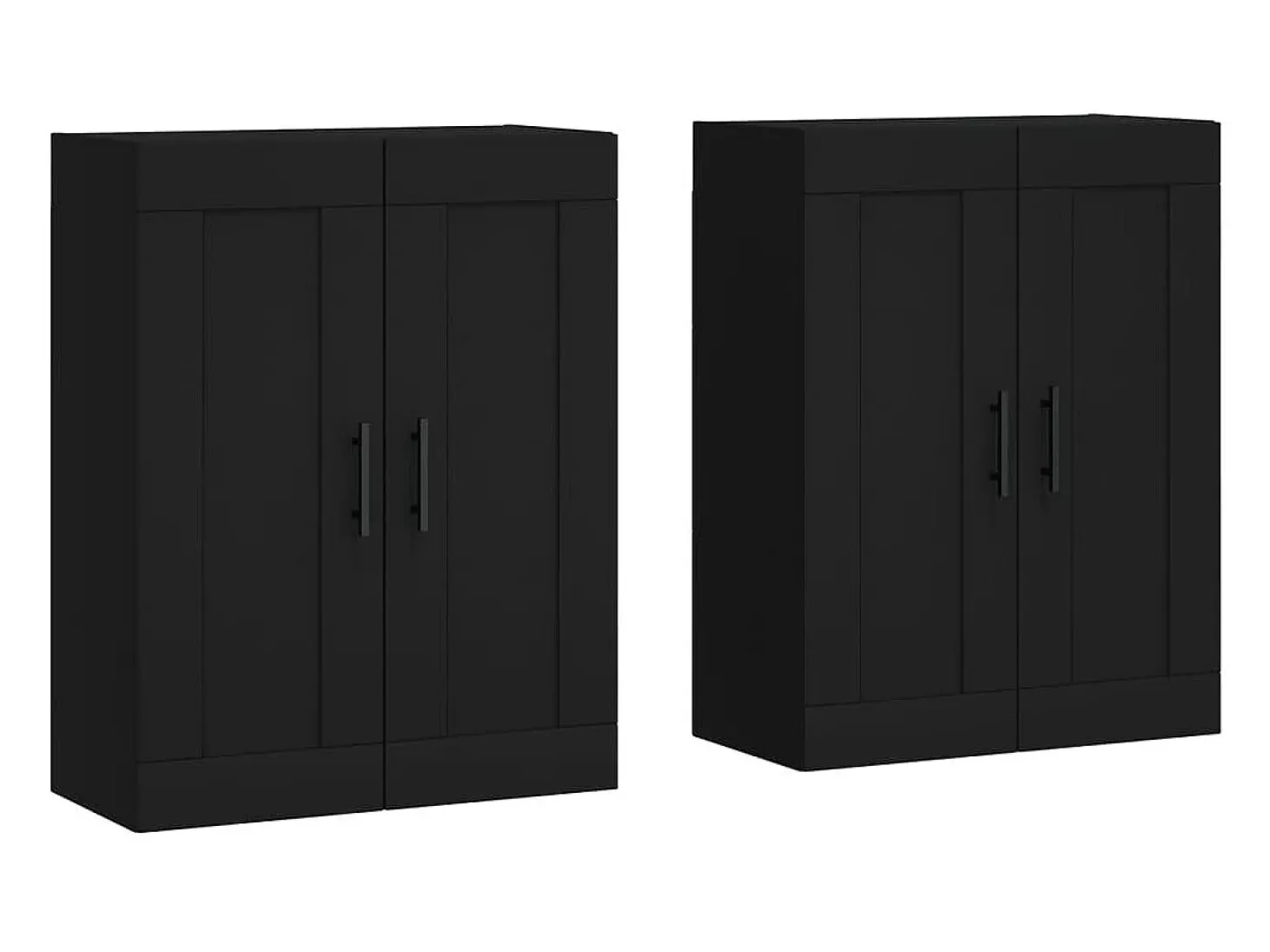 Armarios de pared de 2 piezas, color negro, madera de ingeniería