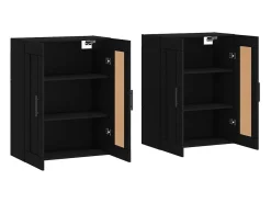 Armarios de pared de 2 piezas, color negro, madera de ingeniería