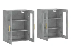 Armarios de pared de 2 piezas, gris hormigón, madera de ingeniería