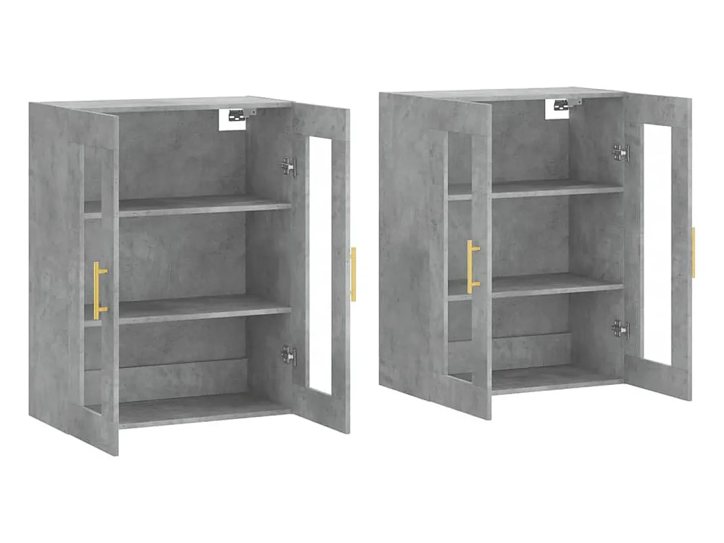 Armarios de pared de 2 piezas, gris hormigón, madera de ingeniería