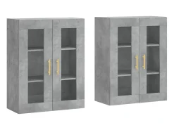 Armarios de pared de 2 piezas, gris hormigón, madera de ingeniería