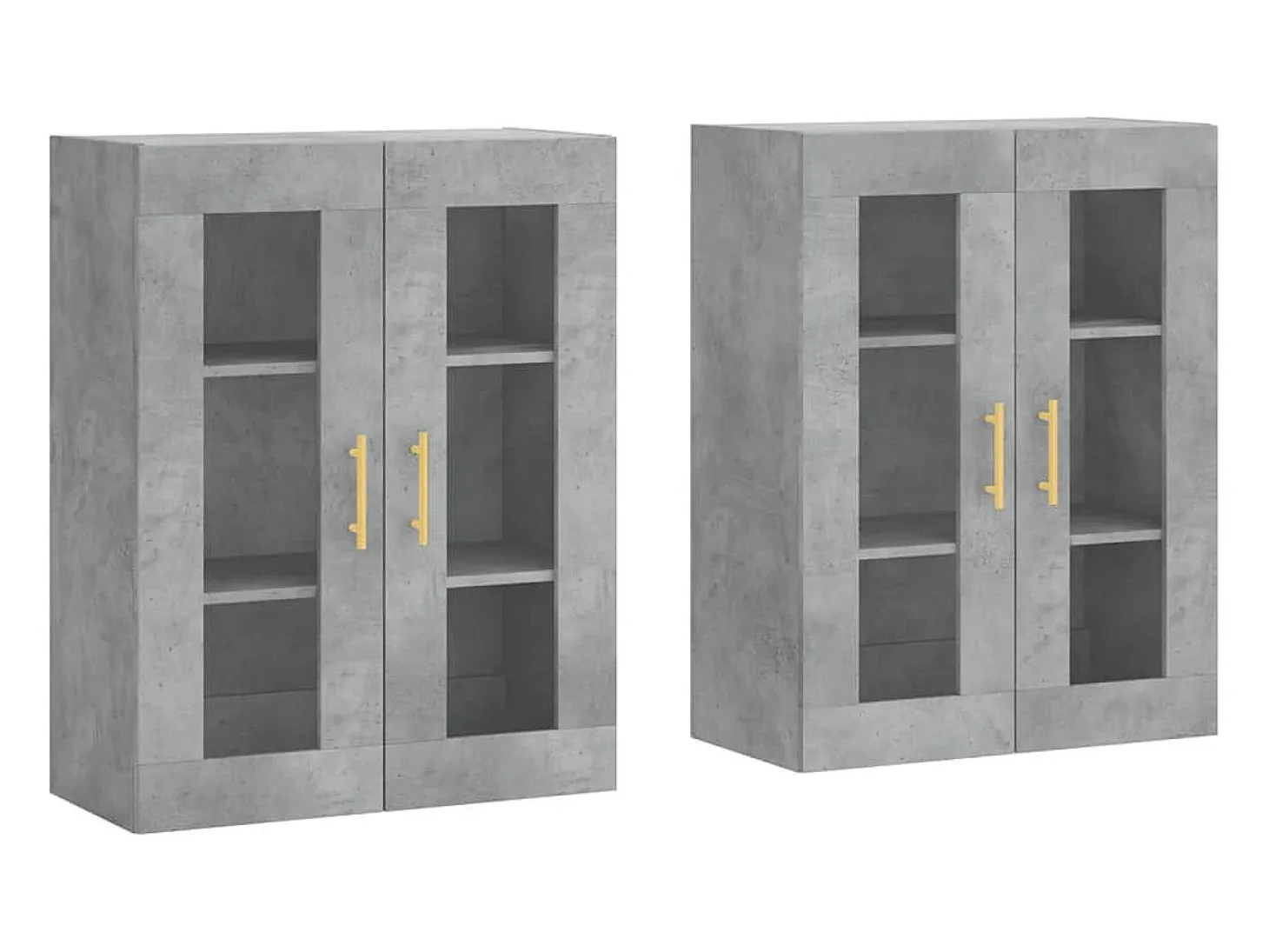 Armarios de pared de 2 piezas, gris hormigón, madera de ingeniería