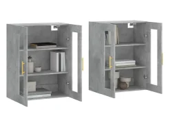 Armarios de pared de 2 piezas, gris hormigón, madera de ingeniería