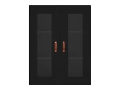 Armarios de pared de 2 piezas de madera de ingeniería negra
